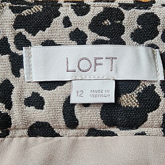 LOFT Leopard Print Mini Skirt Size 12 Neutral Tan Black Classic‎ Chic Lined - Picture 3 of 8